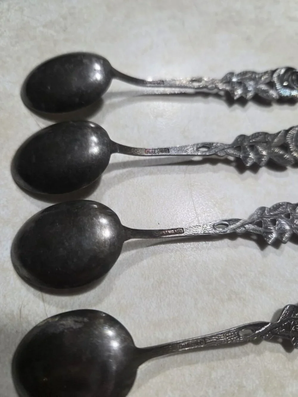 Set 6 Antiko 100 Hildesheimer Rose Collectable Spoons with Sugar Tongs Vintage